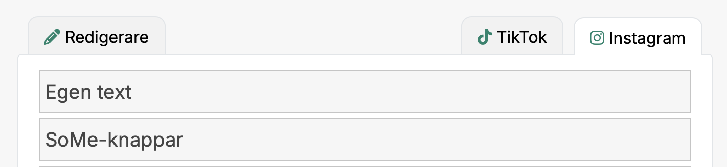 Vy av de nya flikarna vid blockredigeraren.